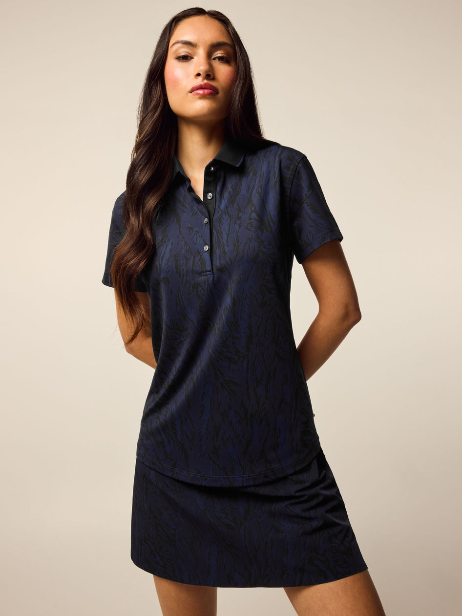 Scarlett Painted Feather Short Sleeve Polo