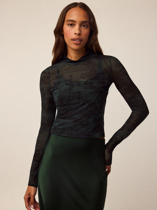 Greyson Clothiers Huntress Toile Long Sleeve Mesh Mock Neck Top