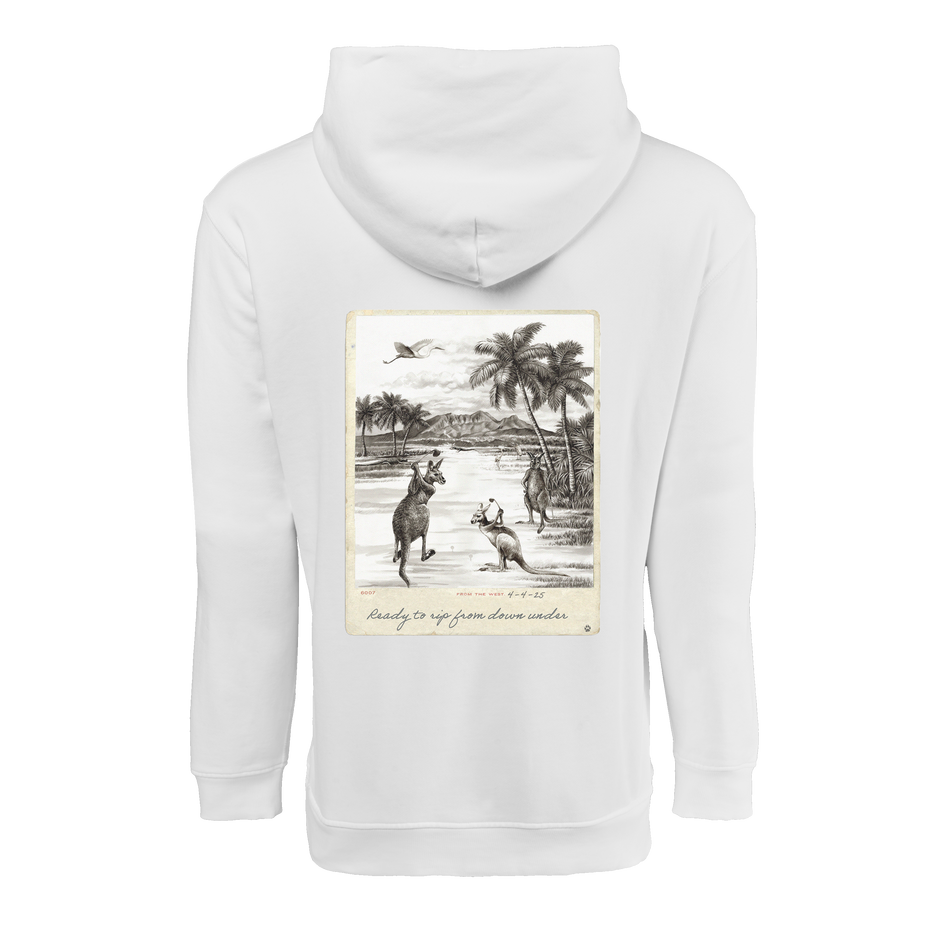 Arctic Ripper GC Aspen Hoodie - Back View, Australian Kangaroo Graphic & Ready to Rip Down Under Text | Greyson Clothiers