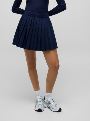 Maltese Blue Leo Pleated Skirt - Lower Body Front View, Women's Tennis and Golf Skirt | Greyson Clothiers