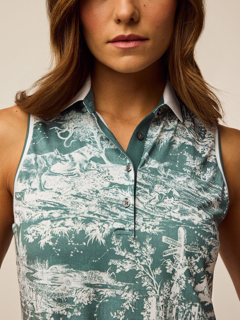 Greyson Clothiers Scarlett Huntress Toile Sleeveless Polo