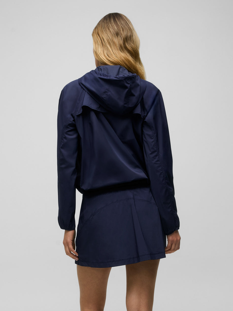 Marina Wind Half-Zip Drawcord Jacket - Back View, Lightweight Hooded Women's Wind Jacket | Greyson Clothiers