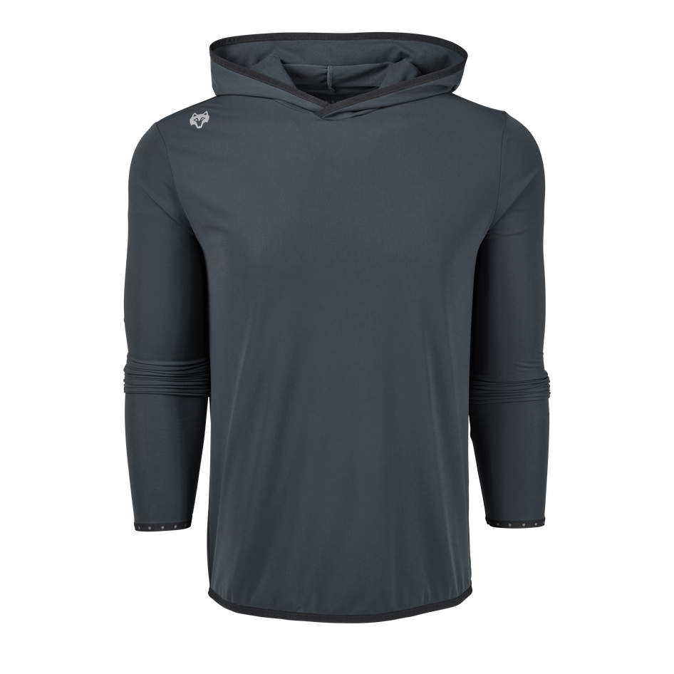 Falcon Grey Greyson Colorado Hoodie - Front View, Funnel Hood & Wolf Logo | Greyson Clothiers