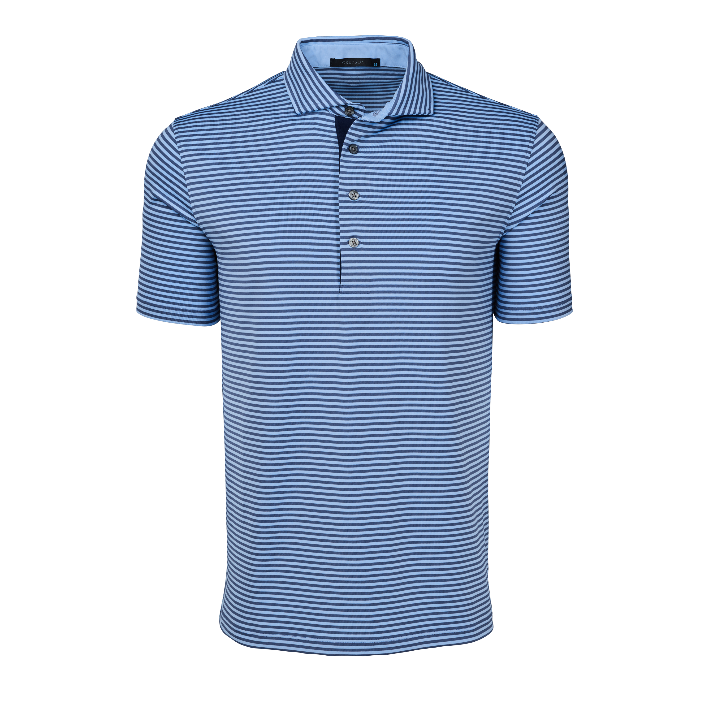 Mens Quogue Short Sleeve Polo - Performance Striped Polo with Self
