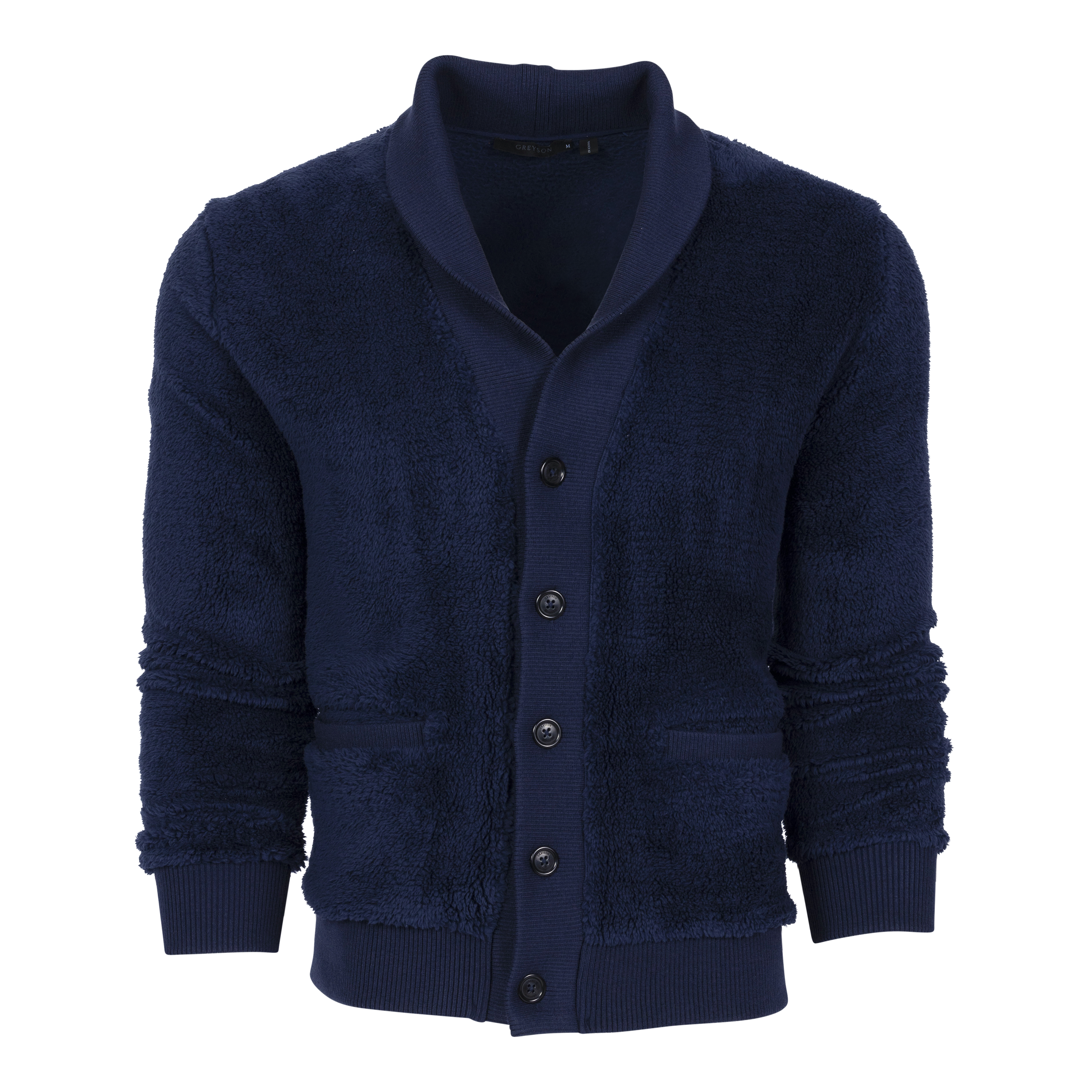 Mens Mississauga Sherpa Cardigan - Button-Up Fleece Shawl Collar