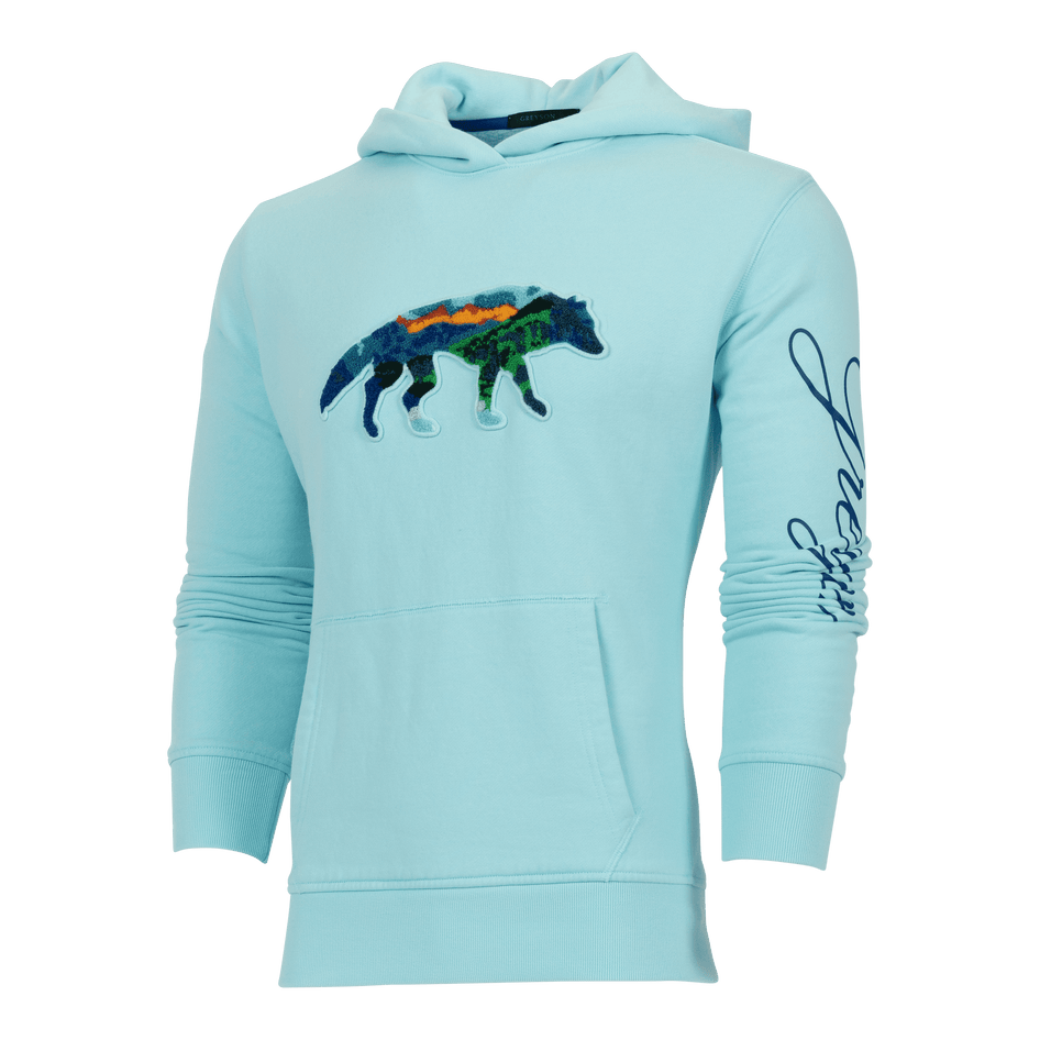 Greyson Clothiers Painted Mountain Stalking Wolf Aspen Hoodie in CATTAIL
