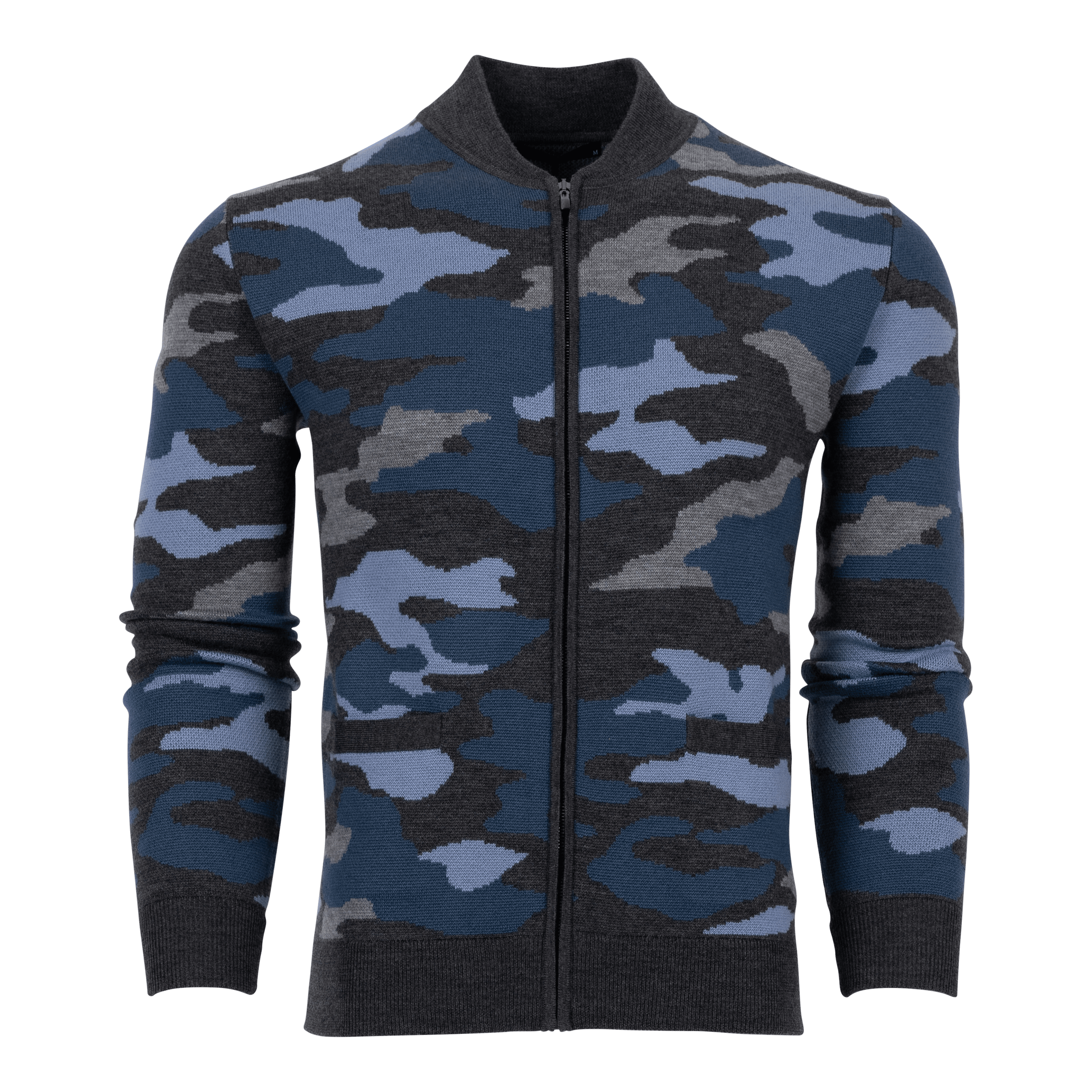 Mens Loch Ness Camo Sagaponack Sweater - Merino Wool Zip-Up
