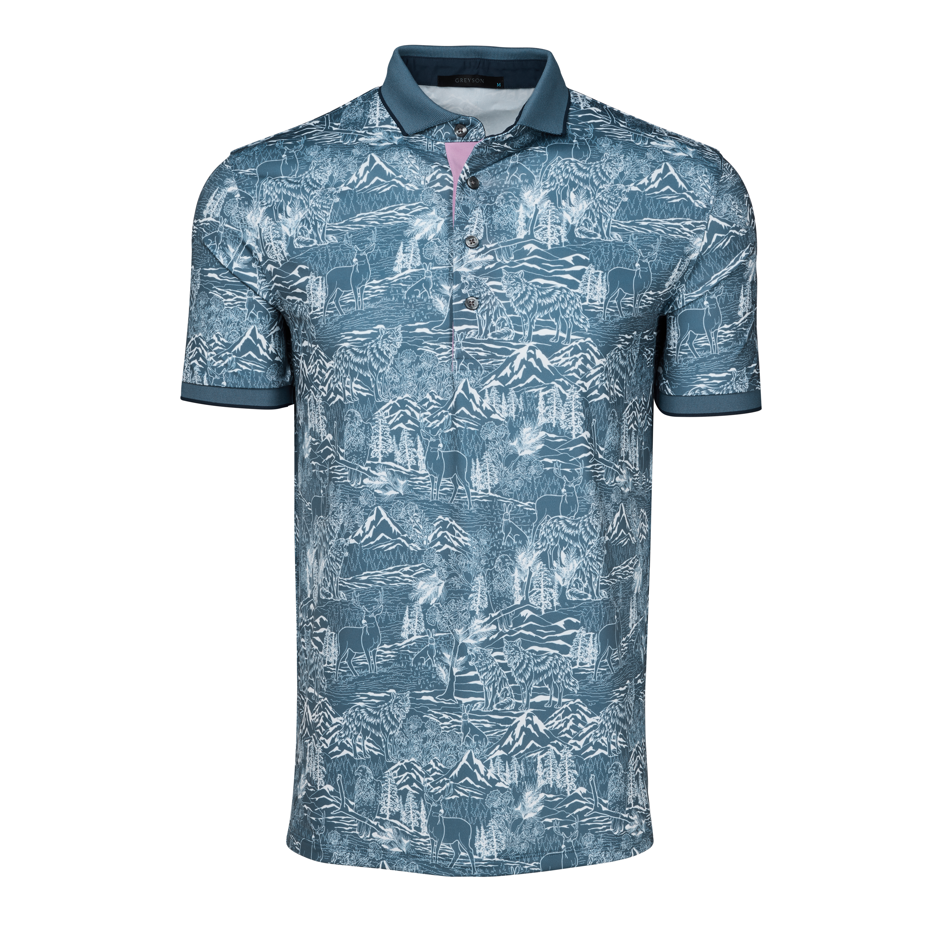 Y's COTTON PIGMENT PRINT POCKET OP グレー2 Mens In the Valley Short Sleeve Polo - Performance Printed