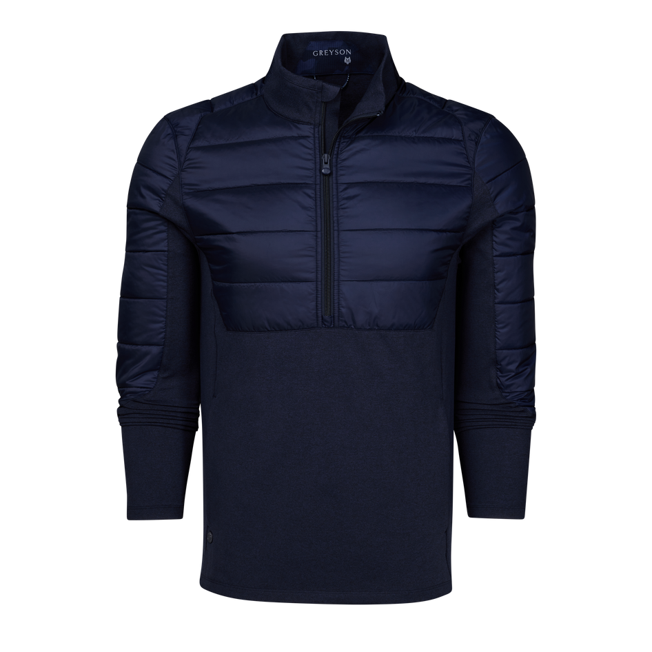 Maltese Blue Rhinebeck Hybrid Quarter-Zip Jacket - Quilted Front View | Greyson Clothiers
