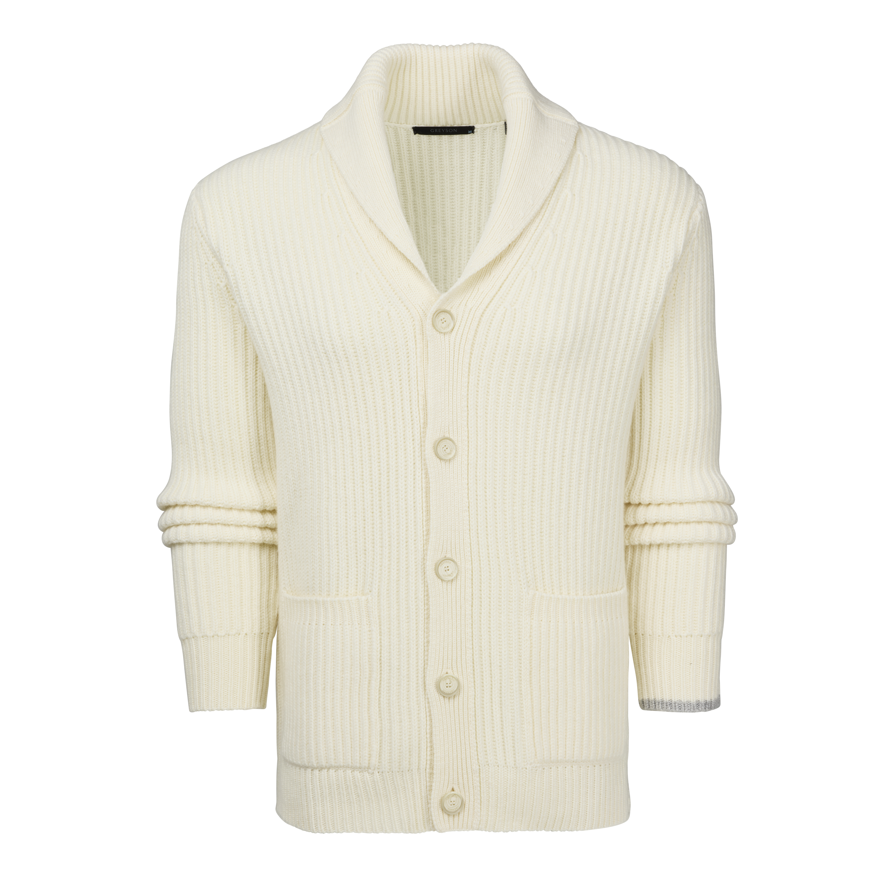 Mens Koko English Rib Cardigan - Premium Wool-Cashmere Shawl Mens Koko English Rib Cardigan - Premium Wool-Cashmere Shawl