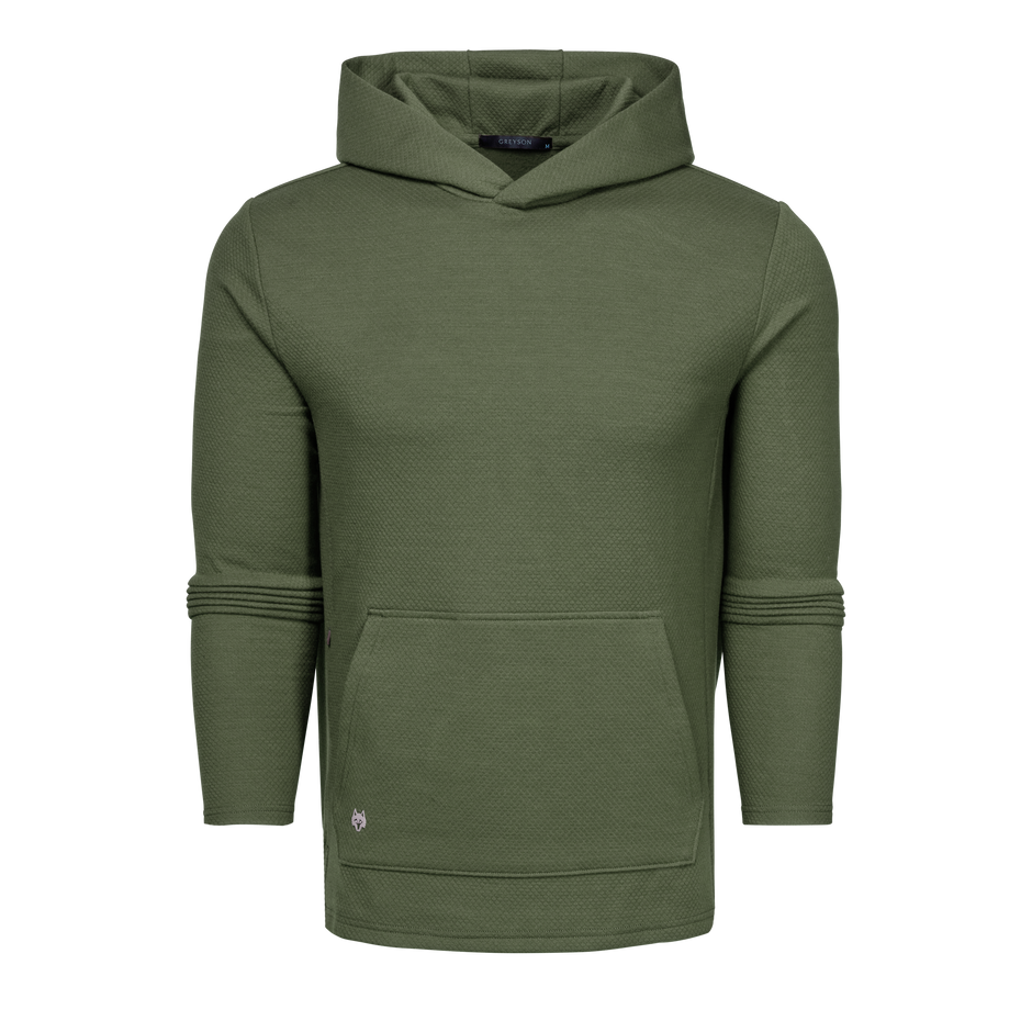 Midnight Falcon Olive Textured Fleece Golf Hoodie - Front View | Greyson Clothiers