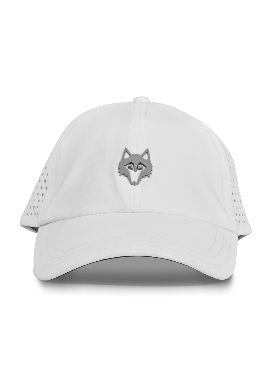 Arctic White Coywolf Perforated Sport Hat - Front View, Wolf Logo | Greyson Clothiers