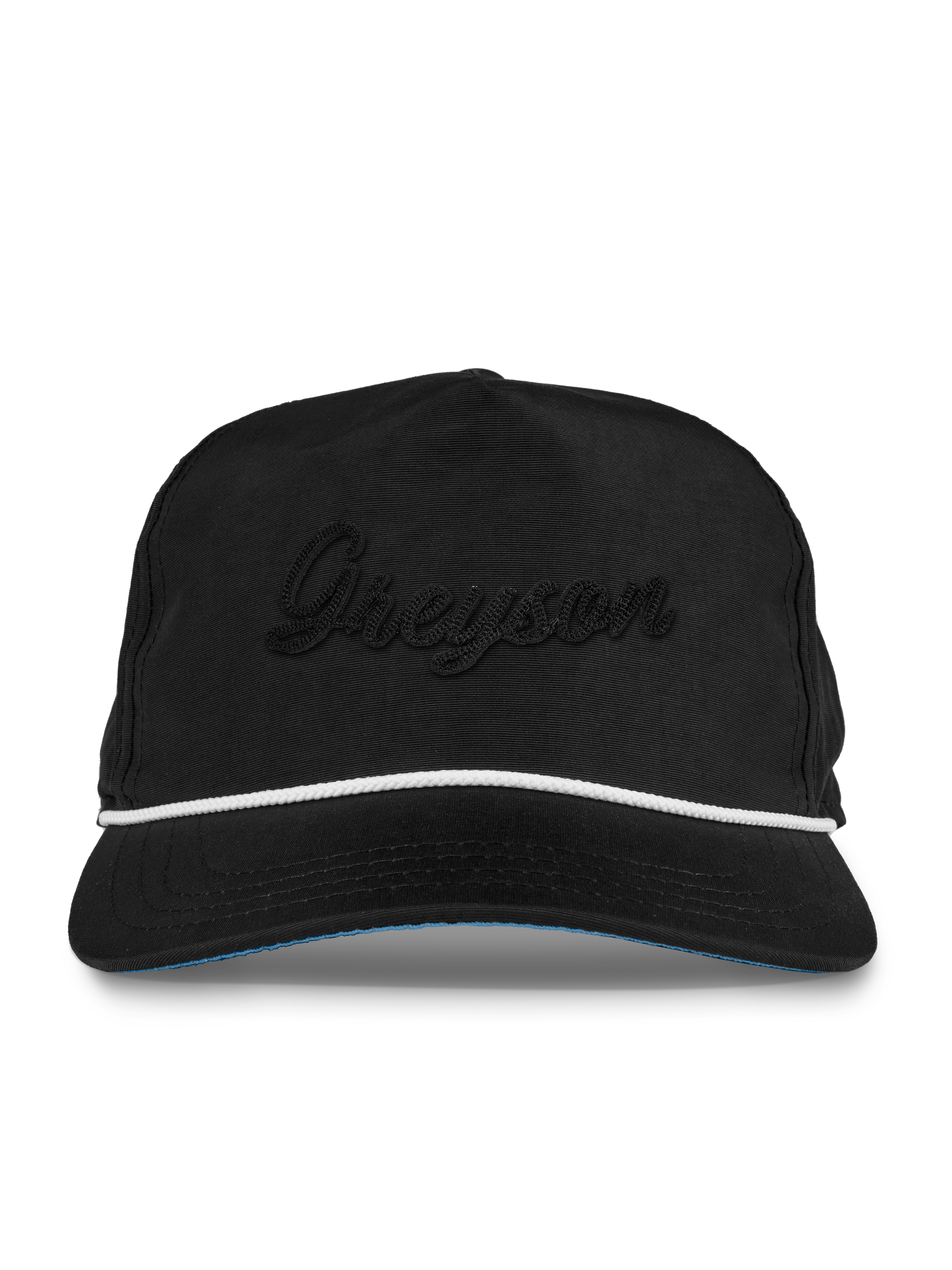 Mens Greyson Puff Script Rope Hat - Structured Flat Brim Snapback