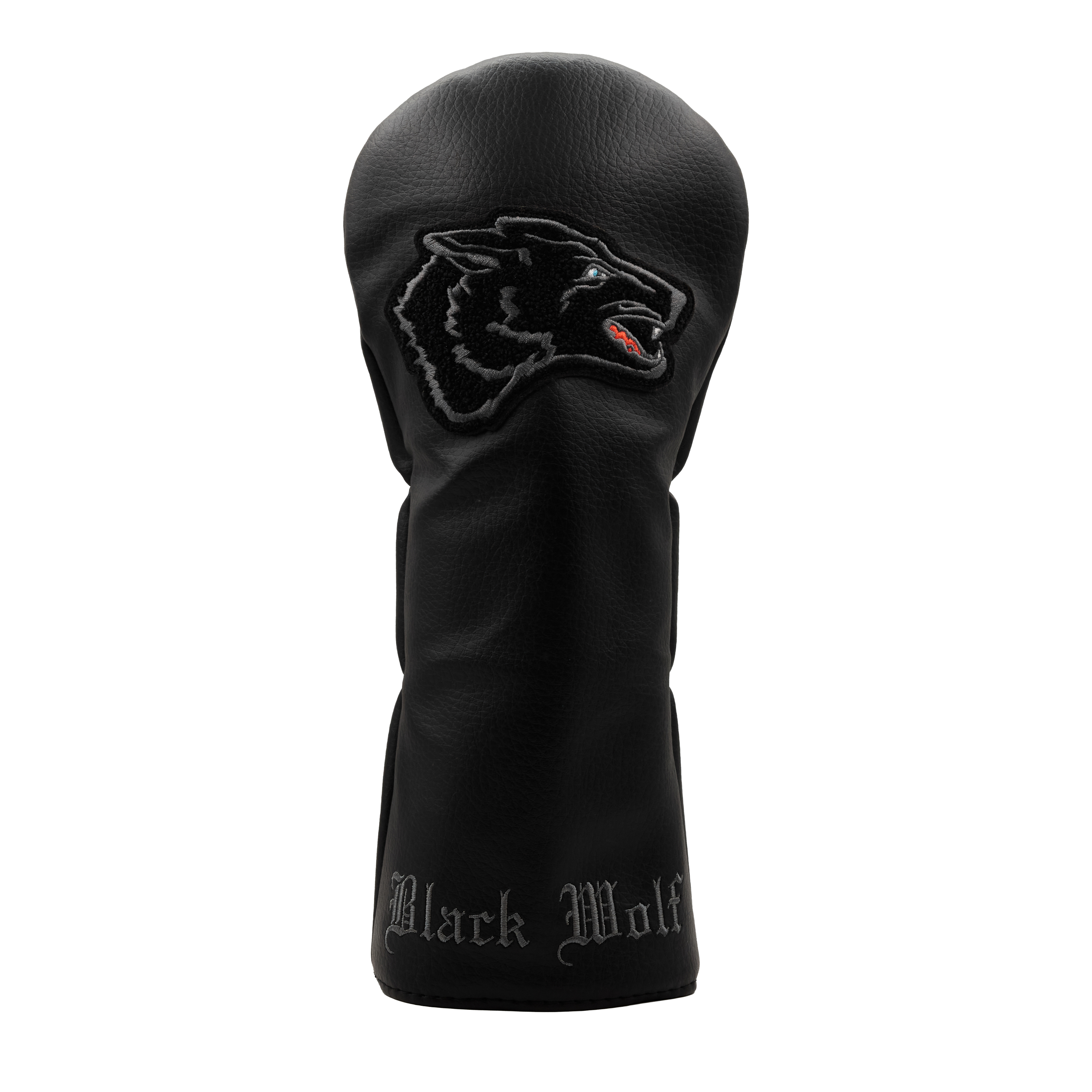 Mens Black Wolf Driver Head Cover - Premium Leather Magnetic Head