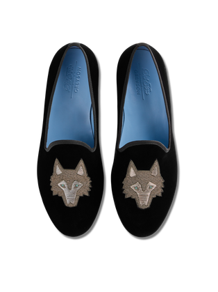 Greyson x Del Toro Men's Icon Wolf Velvet Slipper