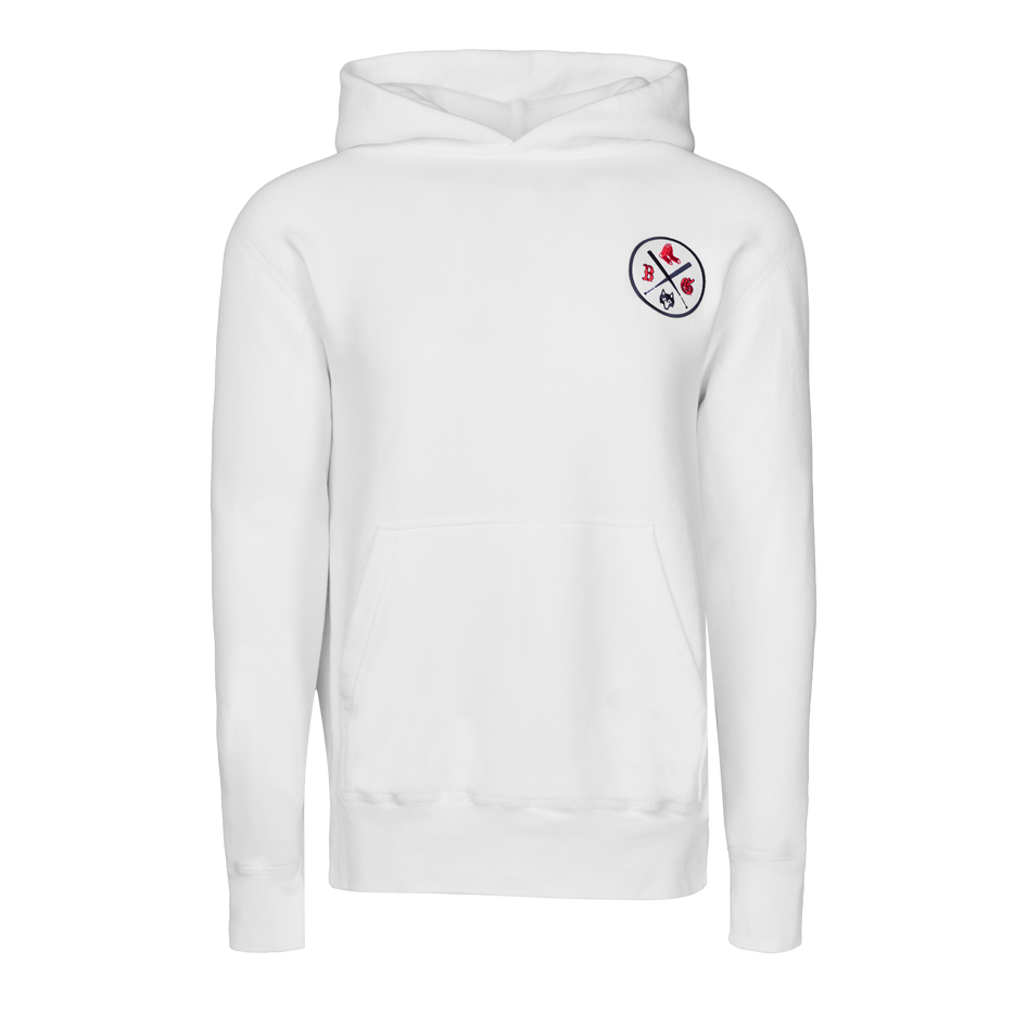 Arctic White Men's Boston Red Sox Hoodie - Front View, Chest Logo | Greyson Clothiers