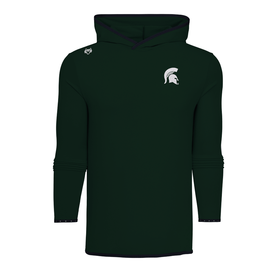 Forest Green Michigan State Hoodie with Spartan Logo - Front Flat Lay | Greyson Clothiers