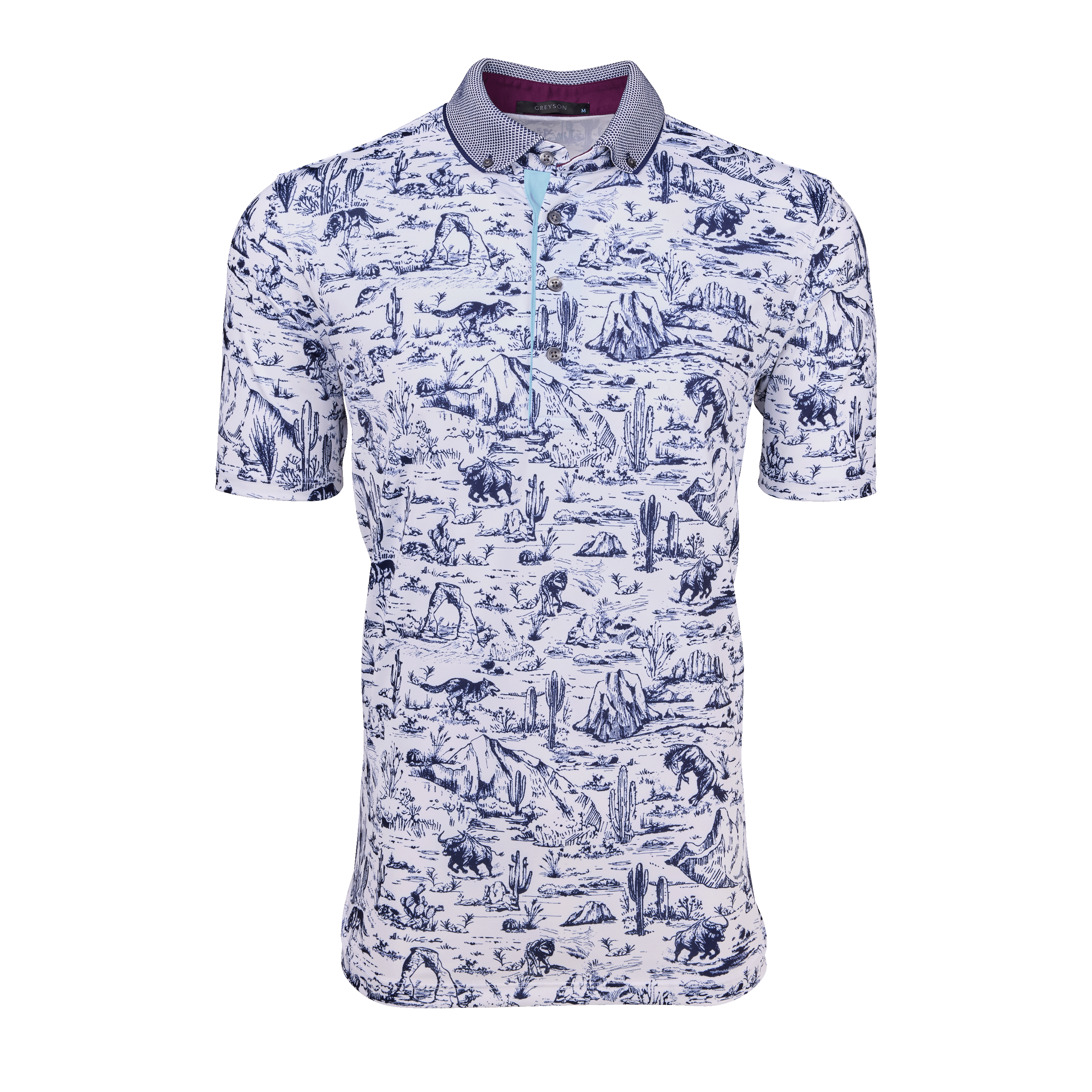 ◆LEE◆ Kansas Flower Graphic Man to Man Light Grey Mens Utah Toile Short Sleeve Polo - Performance Printed