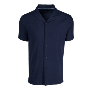 Maltese Blue Greyson Gaston Camp Shirt - Front View, Linen Blend Lightweight Camp Collar | Greyson Clothiers
