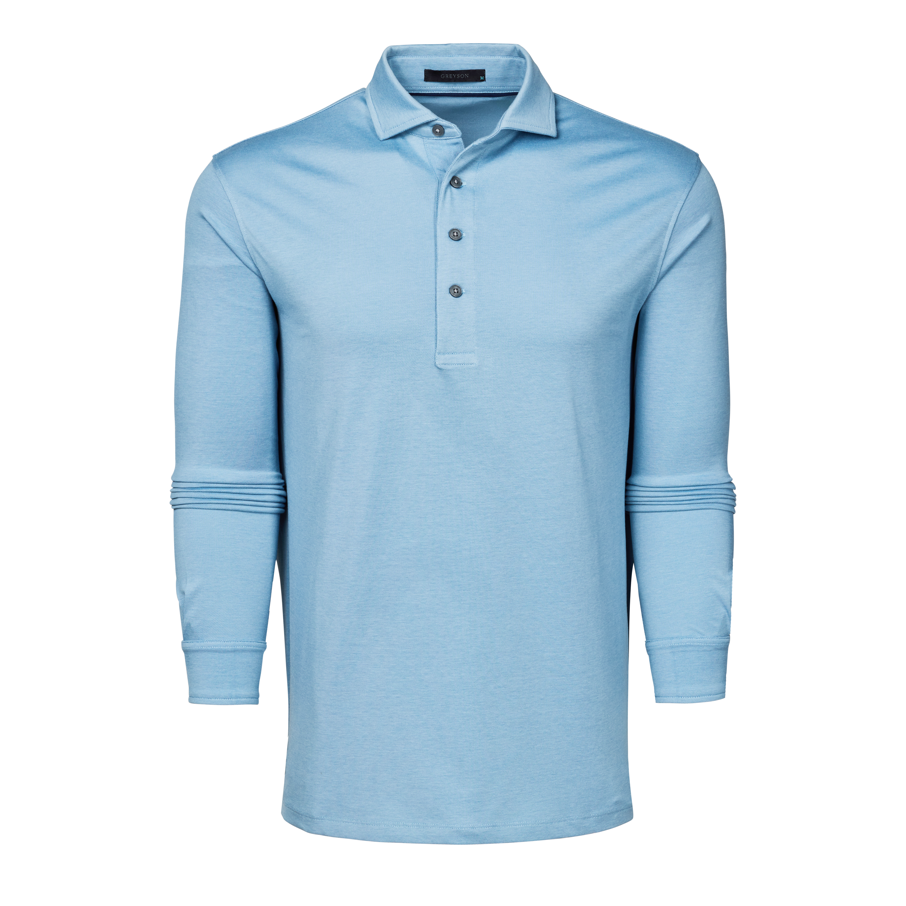 Mens Omaha Long Sleeve Polo - Cotton Blend Pique Polo with Spread