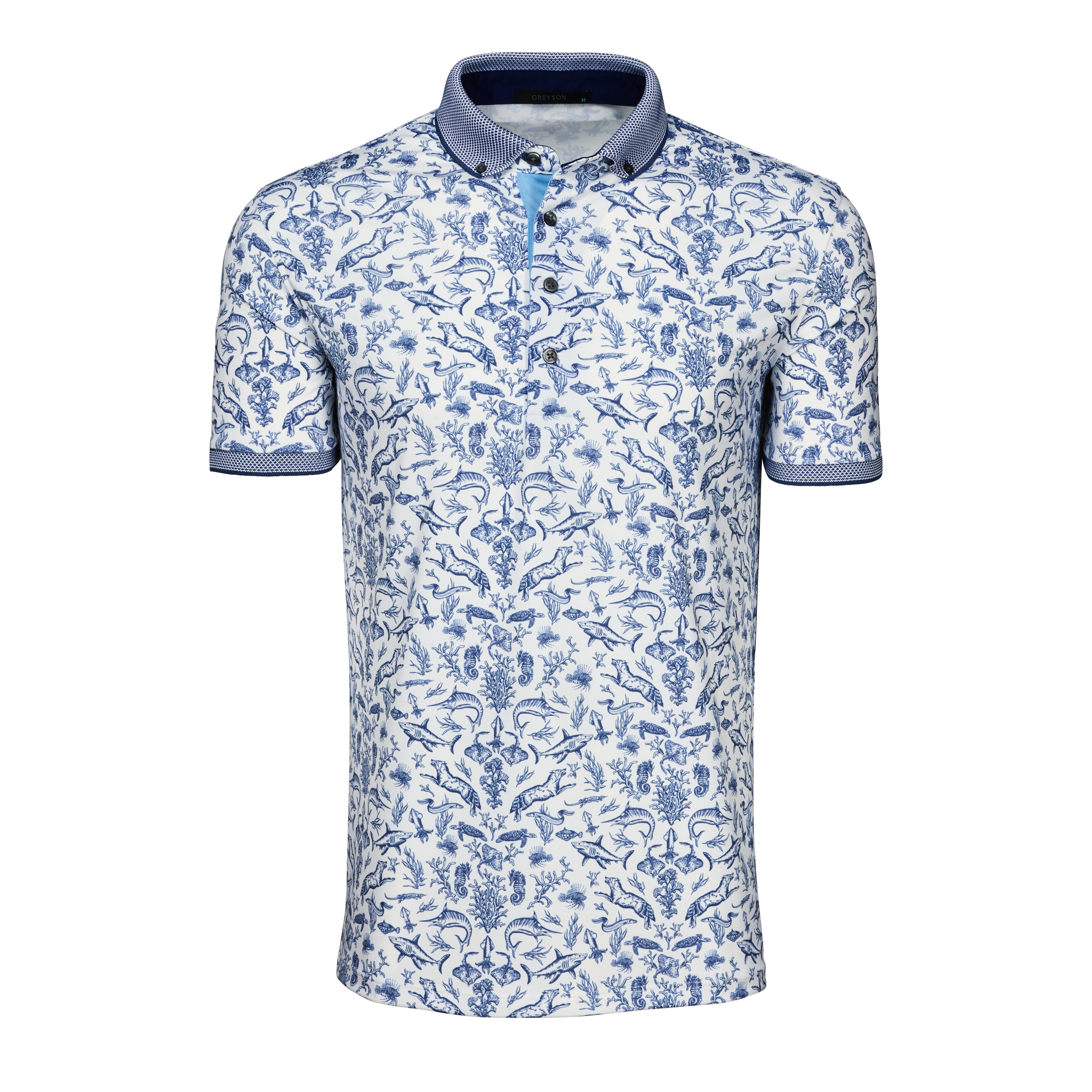 Mens Coral Curiosities Short Sleeve Polo - Performance Printed