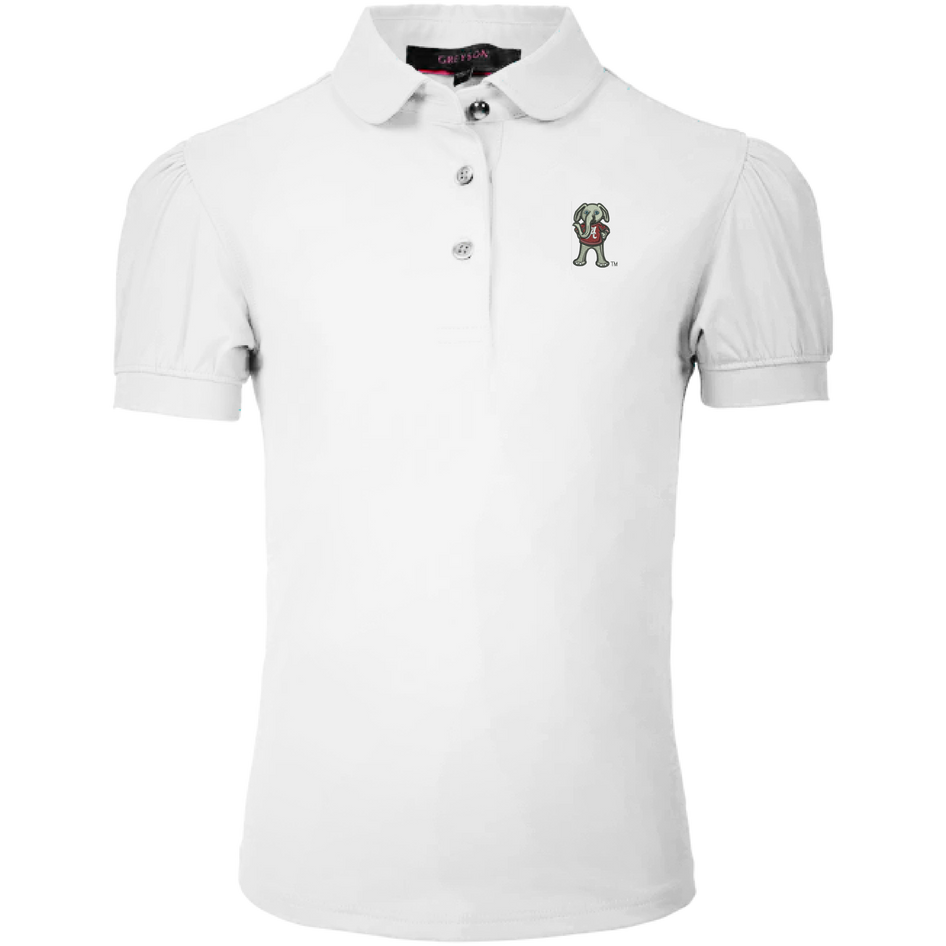 Greyson Clothiers Girl's Alabama Elephant Scarlett Polo in ARCTIC