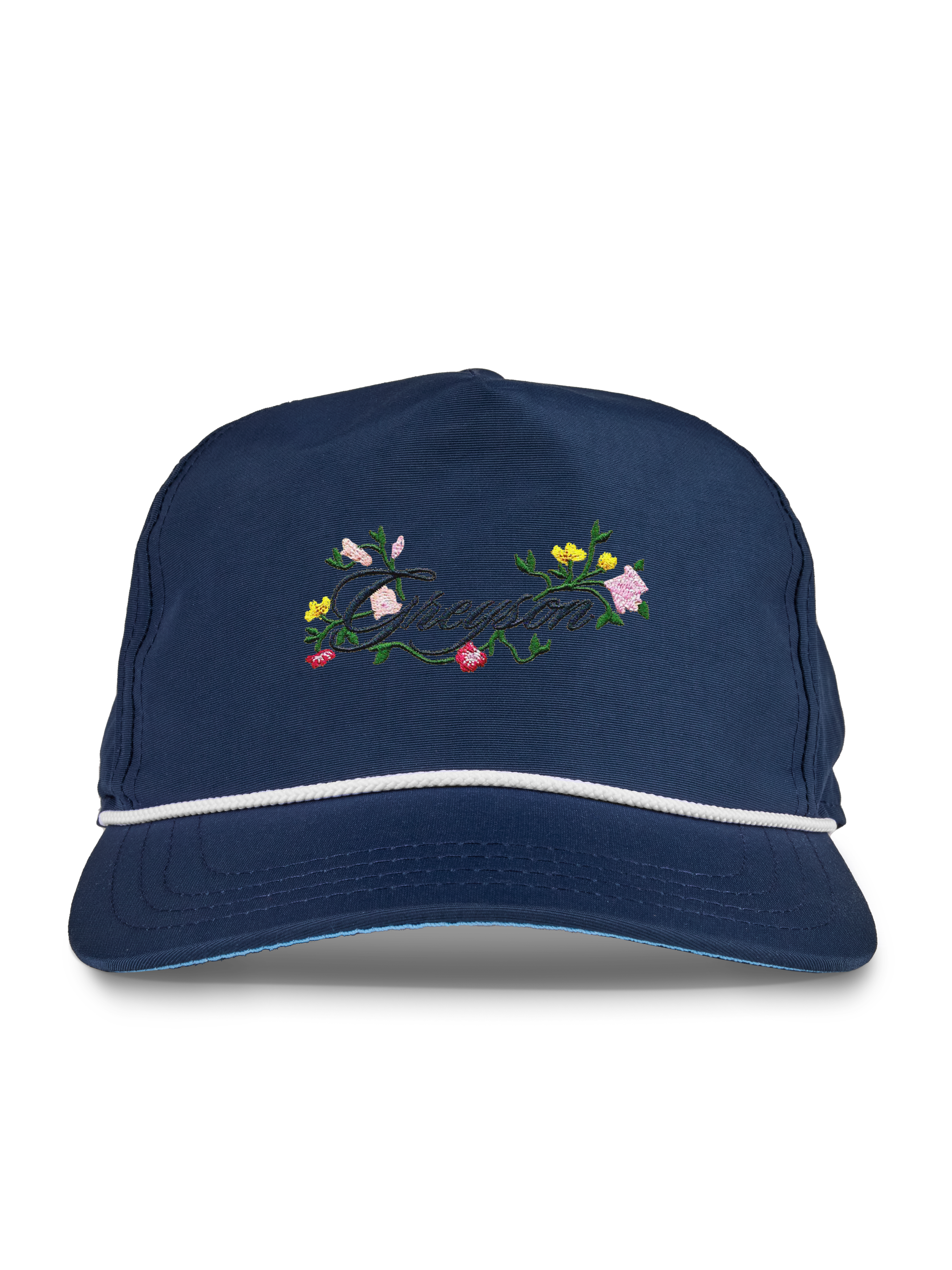 Mens Greyson Floral Rope Hat - Structured Flat Brim Snapback Cap