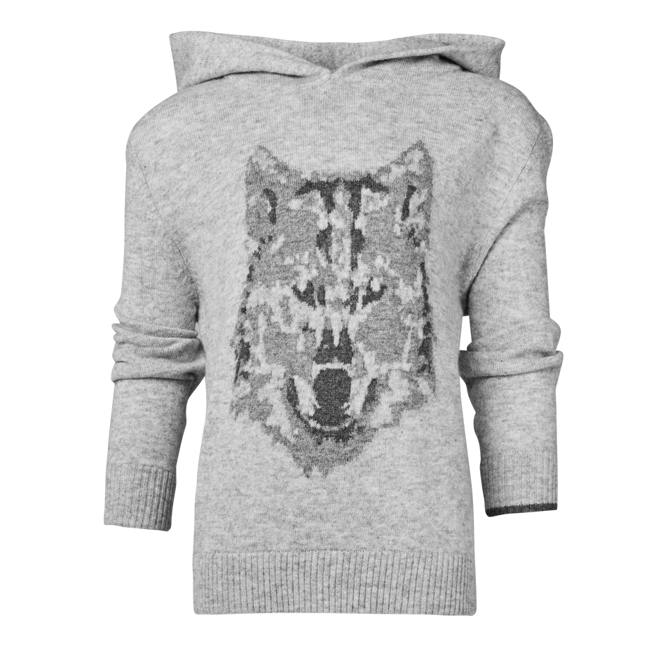Greyson Clothiers Youth Jacquard Wolf Koko Hoodie in LIGHT GREY HEATHER