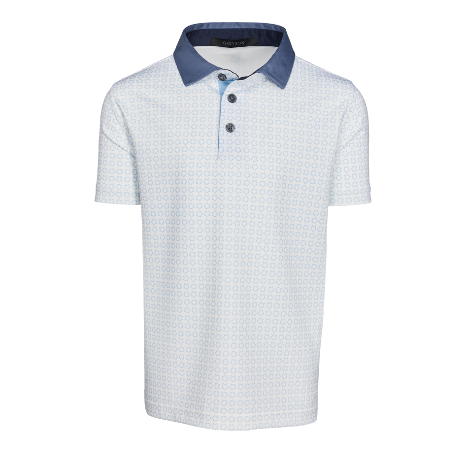 Arctic Boy's Icon Edge Short Sleeve Polo, Geometric Print, Contrast Collar - Front View | Greyson Clothiers