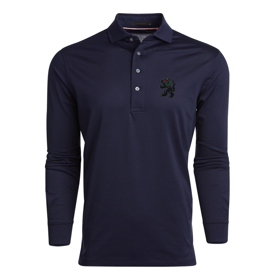 Greyson Clothiers Tartan Wolf Omaha Long Sleeve Polo in MALTESE