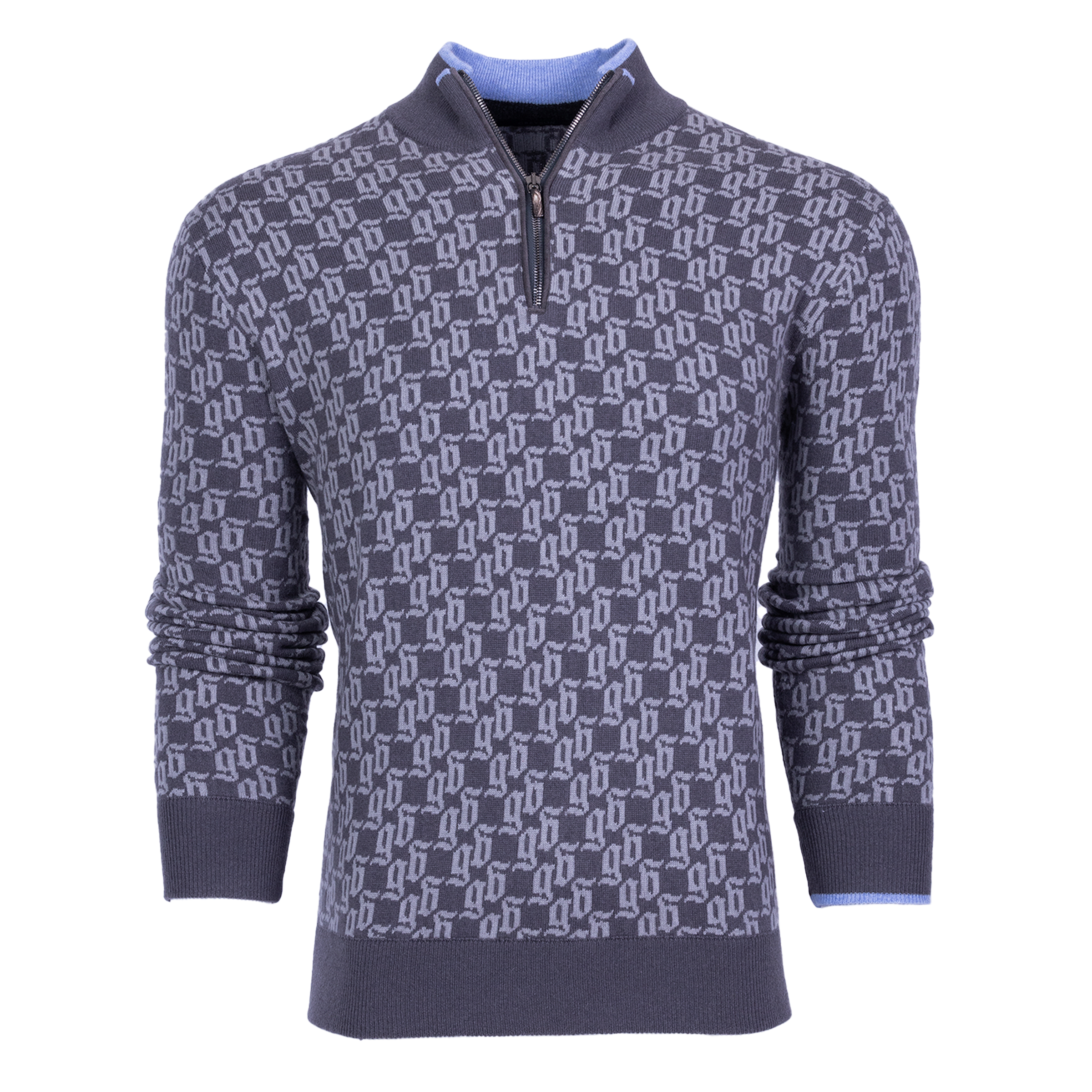 Merino Wool Quarter-Zip Sweater - Blue with Suede Placket | Untuckit
