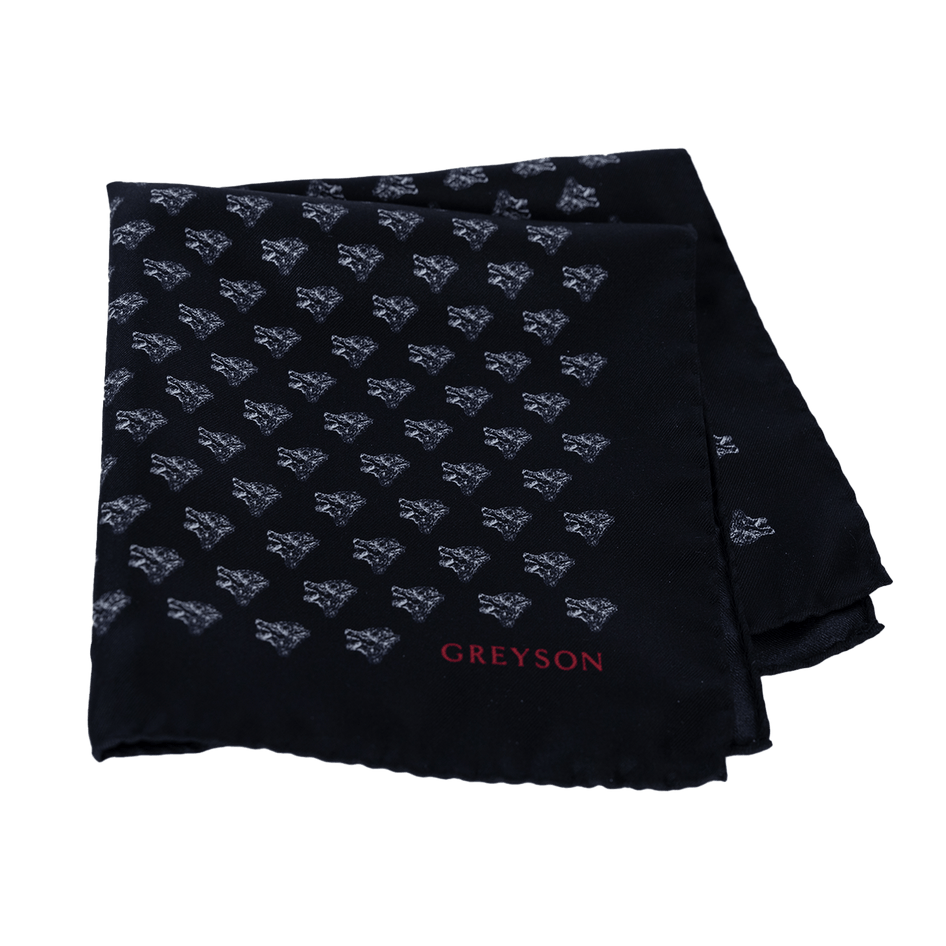 Greyson Clothiers Howling Wolf Silk Pocket Square in SHEPHERD