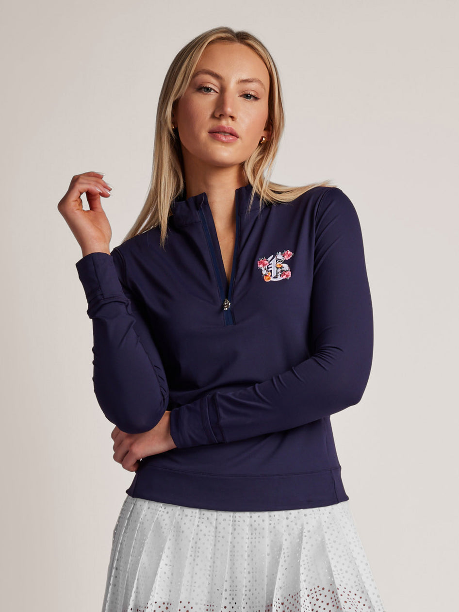 Greyson Clothiers Garden of Wolves Halley Quarter-Zip in MIDNIGHT SKY