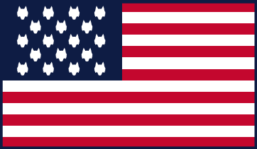 Wolf Flag Chenille Patch - Red/Arctic/Maltese Blue