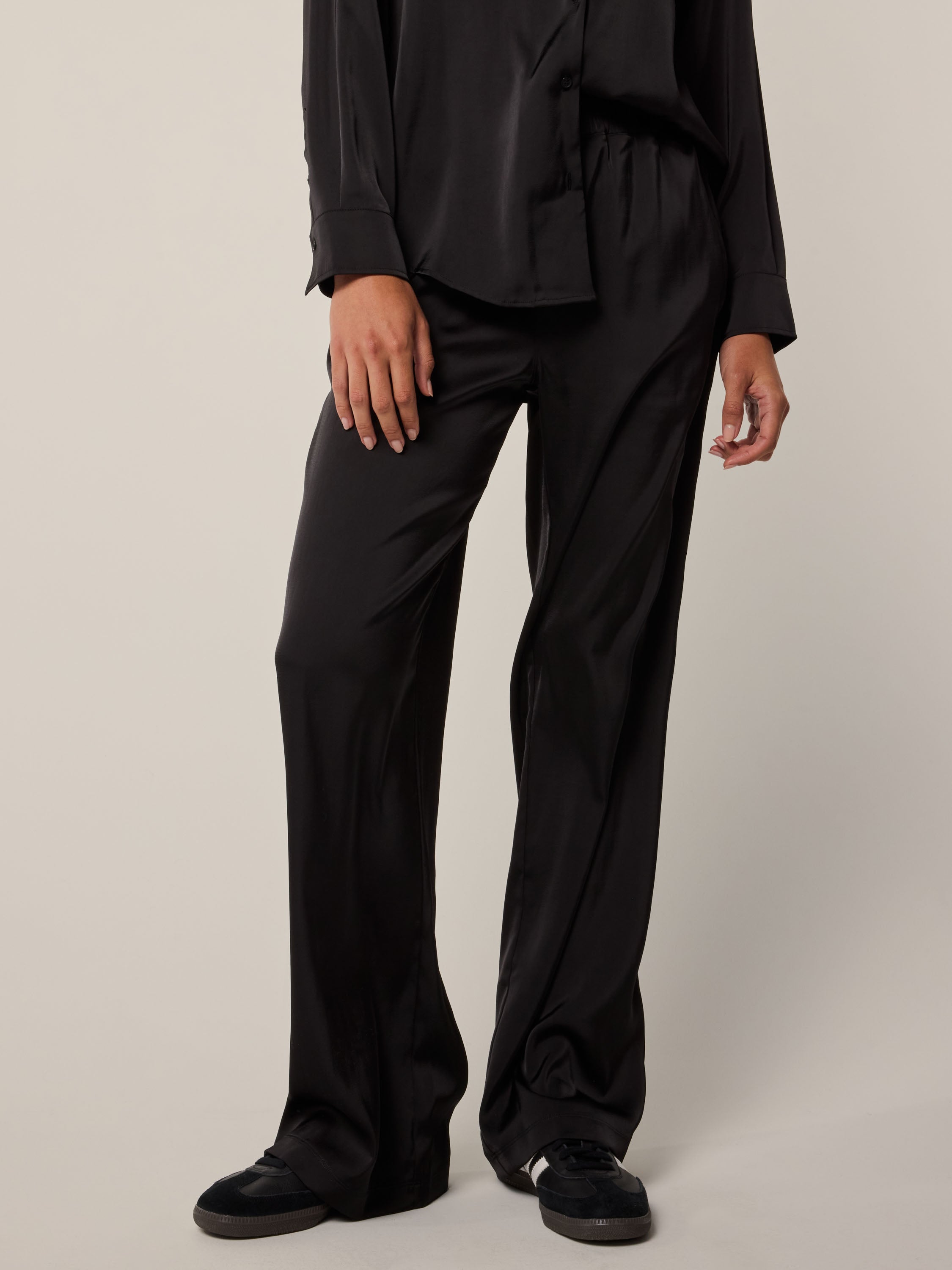 Womens Eris Satin Pant - Elastic Wide Leg Pull-On Pants | Greyson