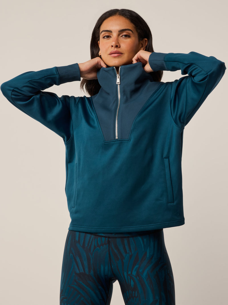 Greyson Clothiers Wren Quarter-Zip Sweatshirt in AEGEAN