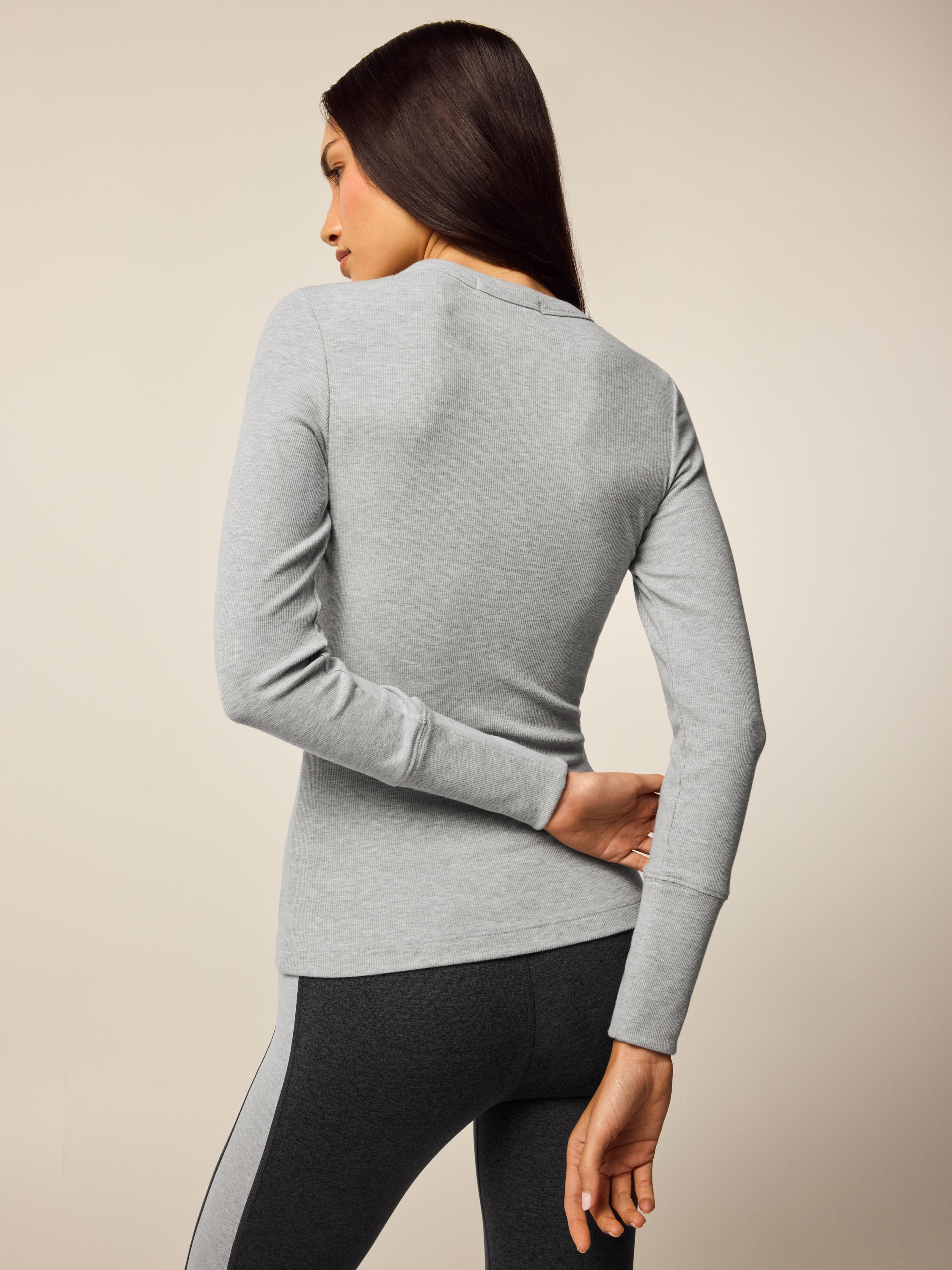 Womens Orion Long Sleeve Tee - Cotton Ribbed Everyday Stretch Tee