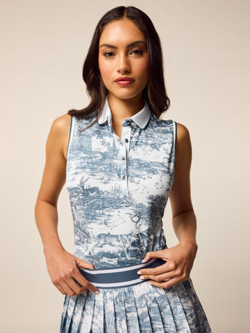 Scarlett Huntress Toile Sleeveless Polo