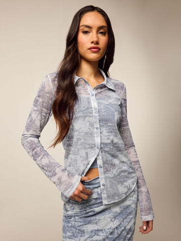 Huntress Toile Mesh Button-Down