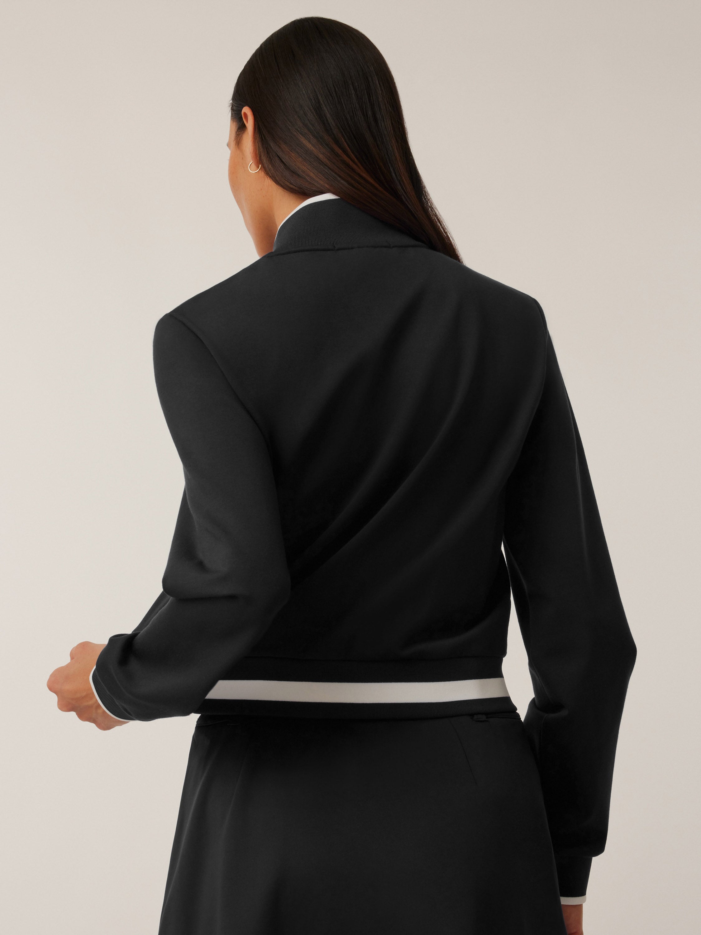 Womens Drea Varsity Bomber Jacket - Cropped Full-Zip Jacket