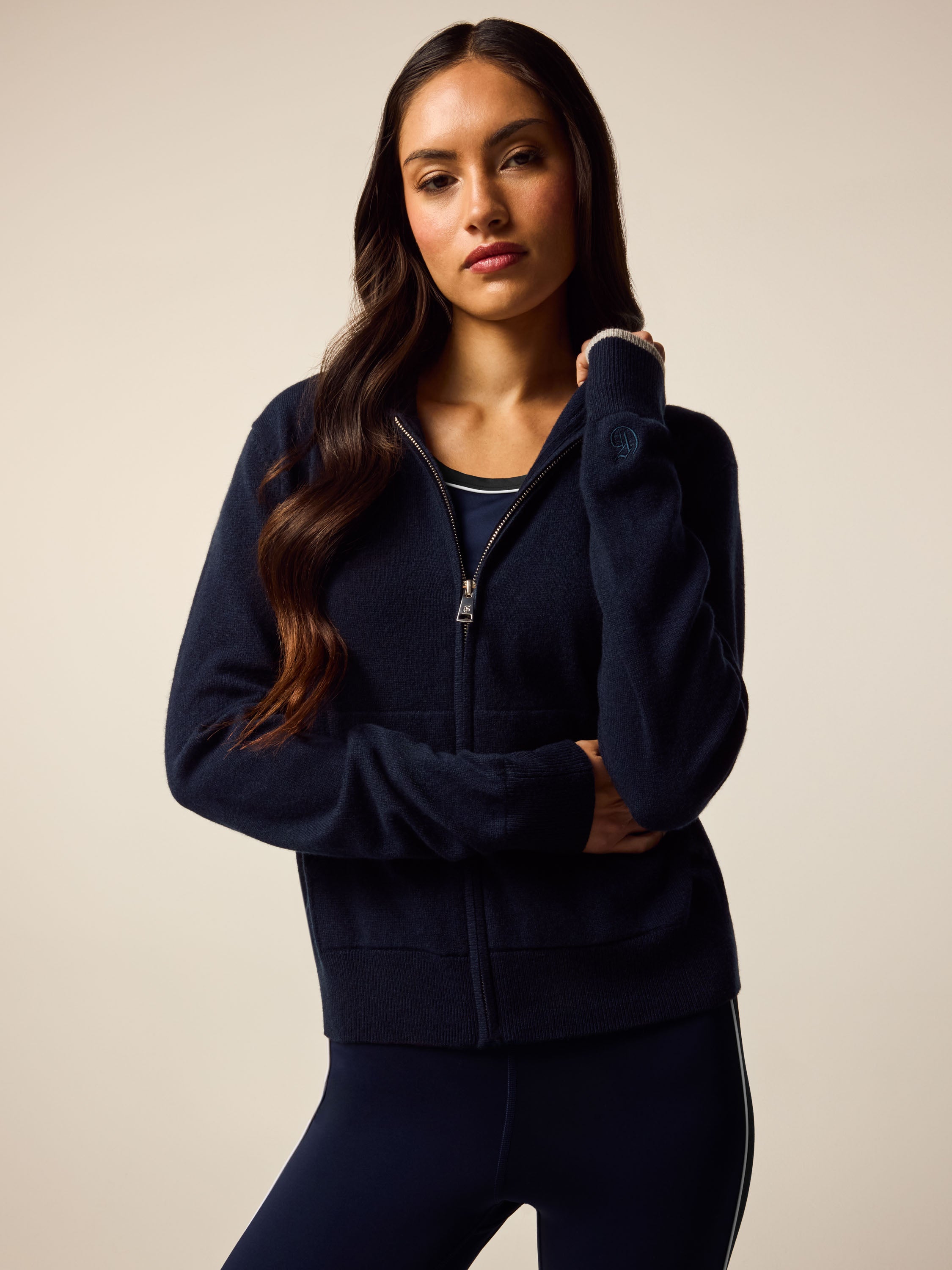 Womens Koko Full-Zip Hoodie - Wool-Cashmere Zip-Up Cardigan