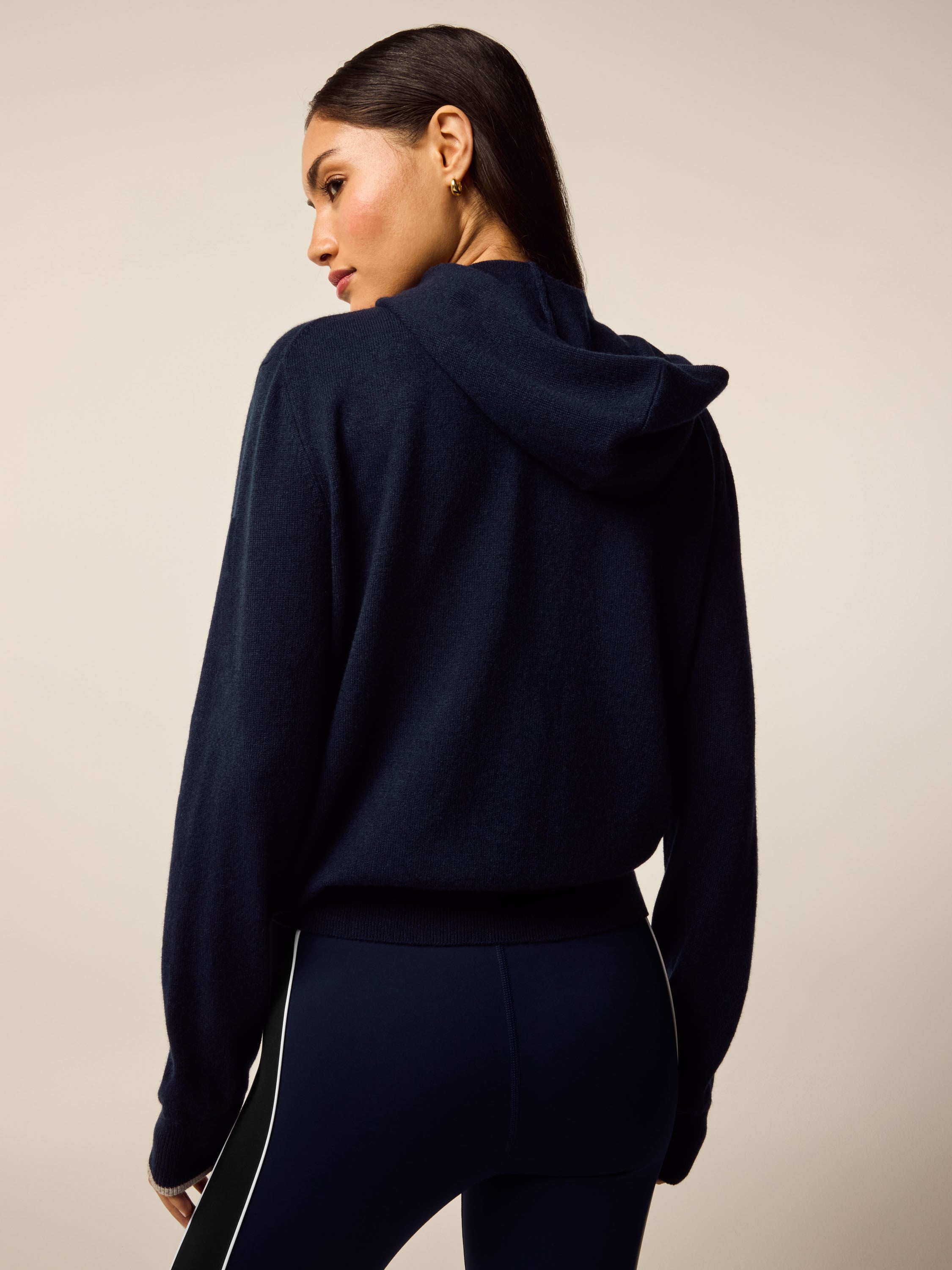 Womens Koko Full-Zip Hoodie - Wool-Cashmere Zip-Up Cardigan