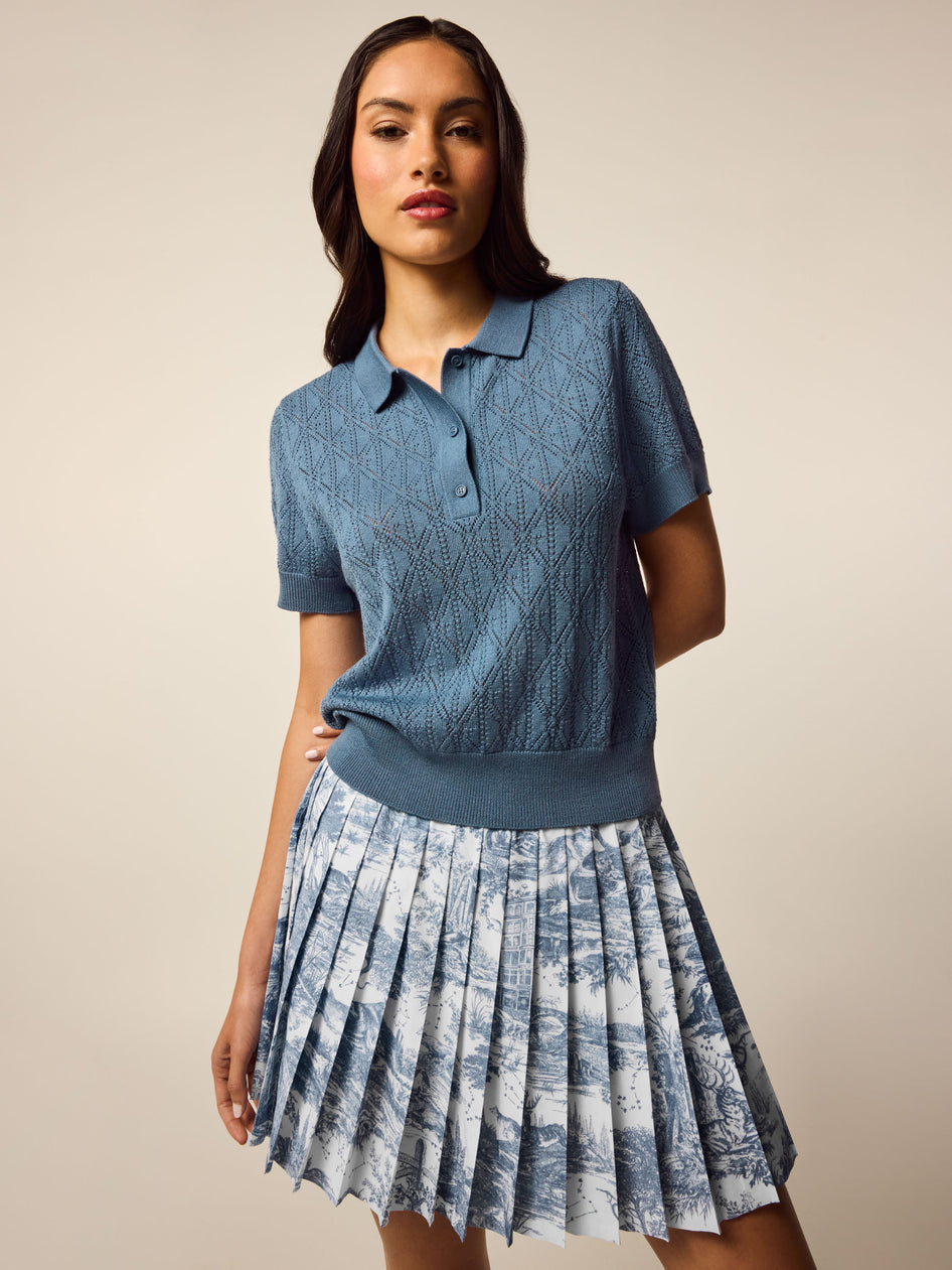 Bardot Pointelle Short Sleeve Sweater