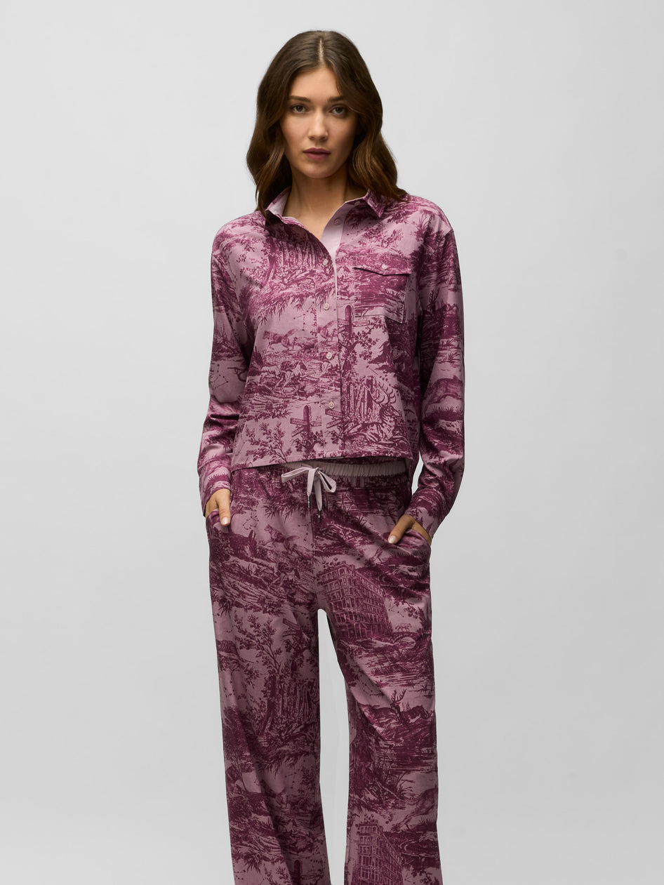 Huntress Toile Ashe Cropped Button Down
