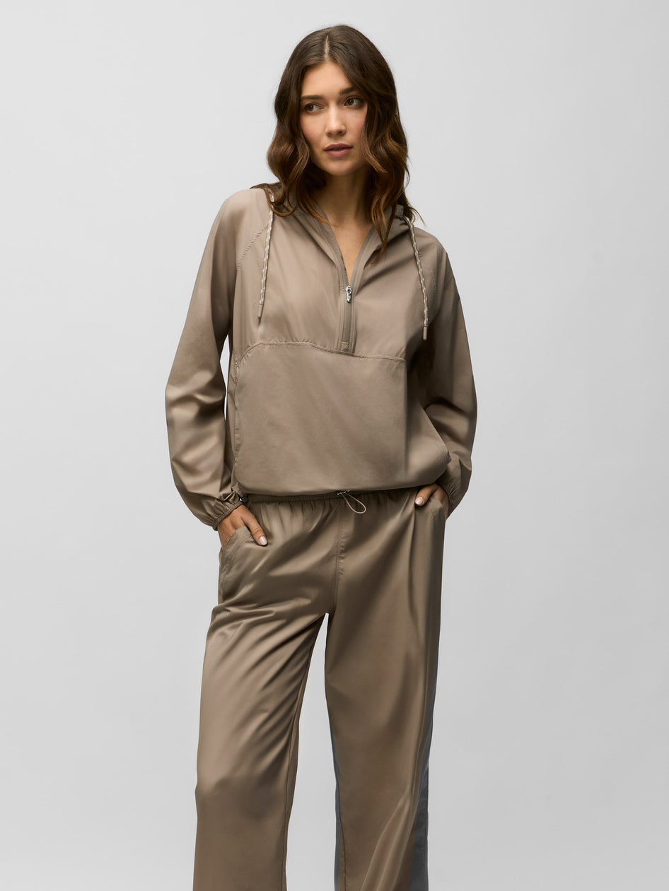 Clay Wind Half-Zip Drawcord Jacket - On-Model Front View, Styled Set with Matching Pants | Greyson Clothiers