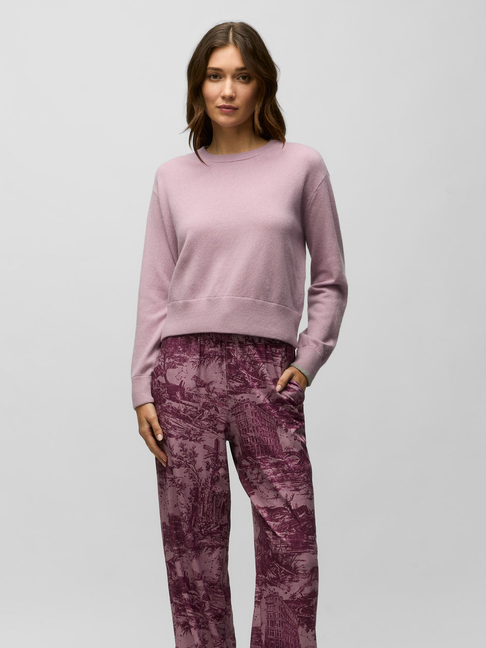 Clay Heather Wool-Cashmere Koko Crewneck Sweater - Styled Look On-Model | Greyson Clothiers