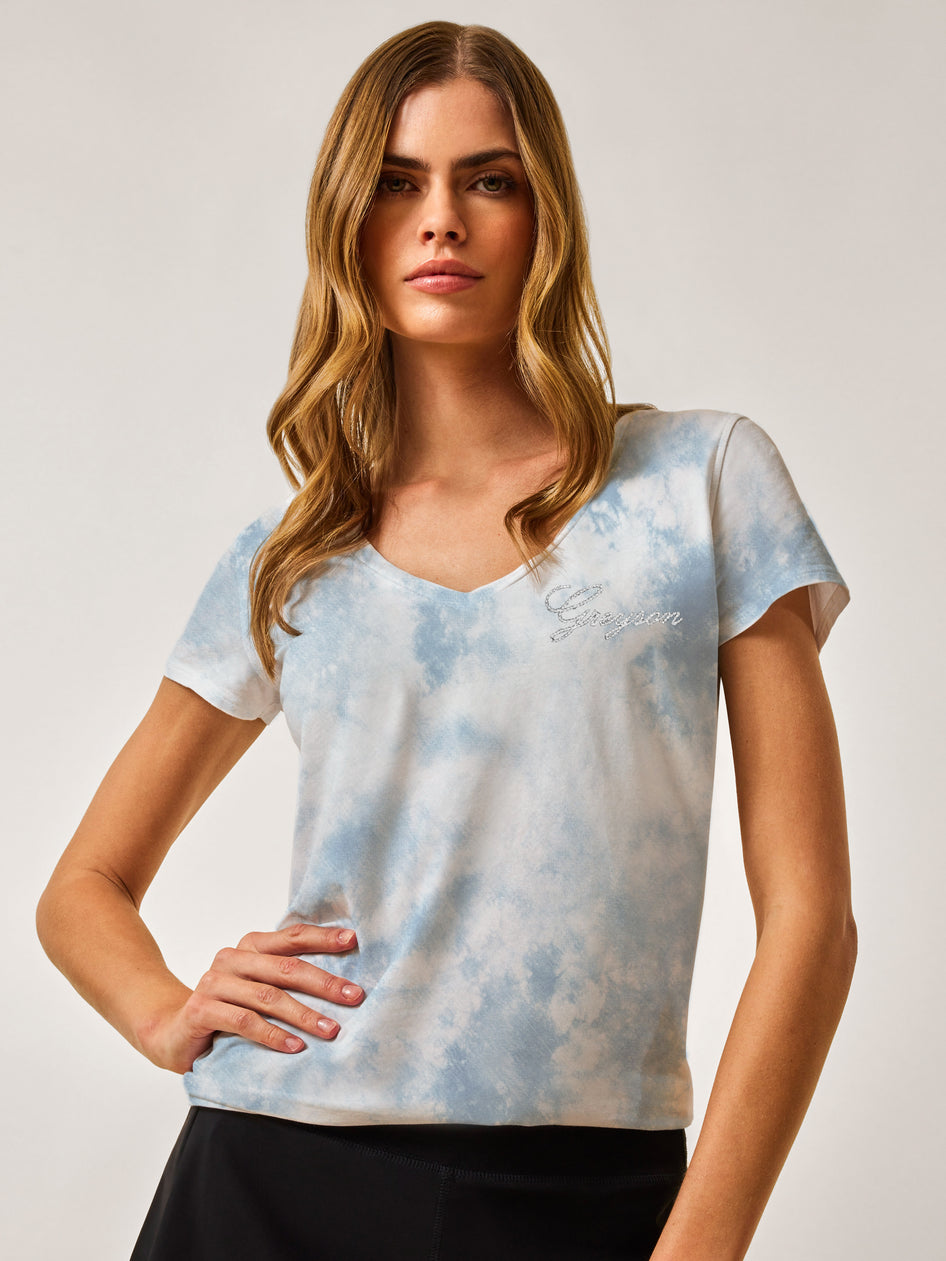 Greyson Clothiers Harbor Springs Women's Alula Vneck Tee in ARCTIC/MALTESE BLUE