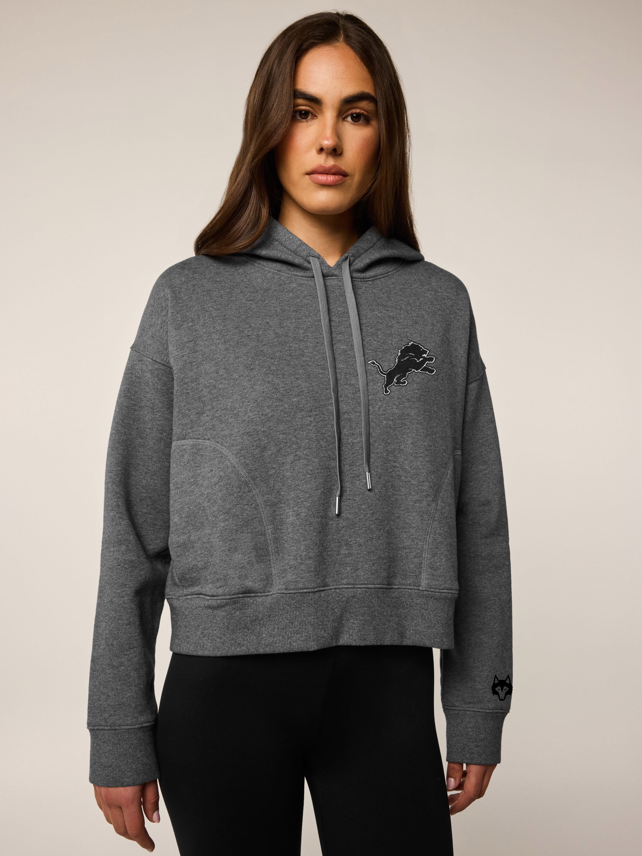 Womens Lions Cross Bones Aspen Boxy Hoodie - Heavyweight Cotton