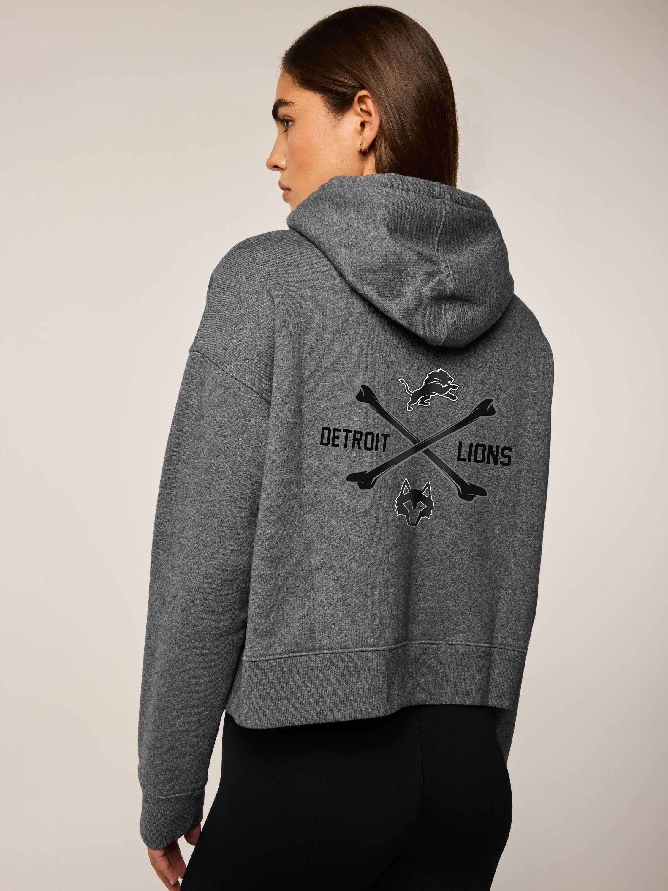 Womens Lions Cross Bones Aspen Boxy Hoodie - Heavyweight Cotton