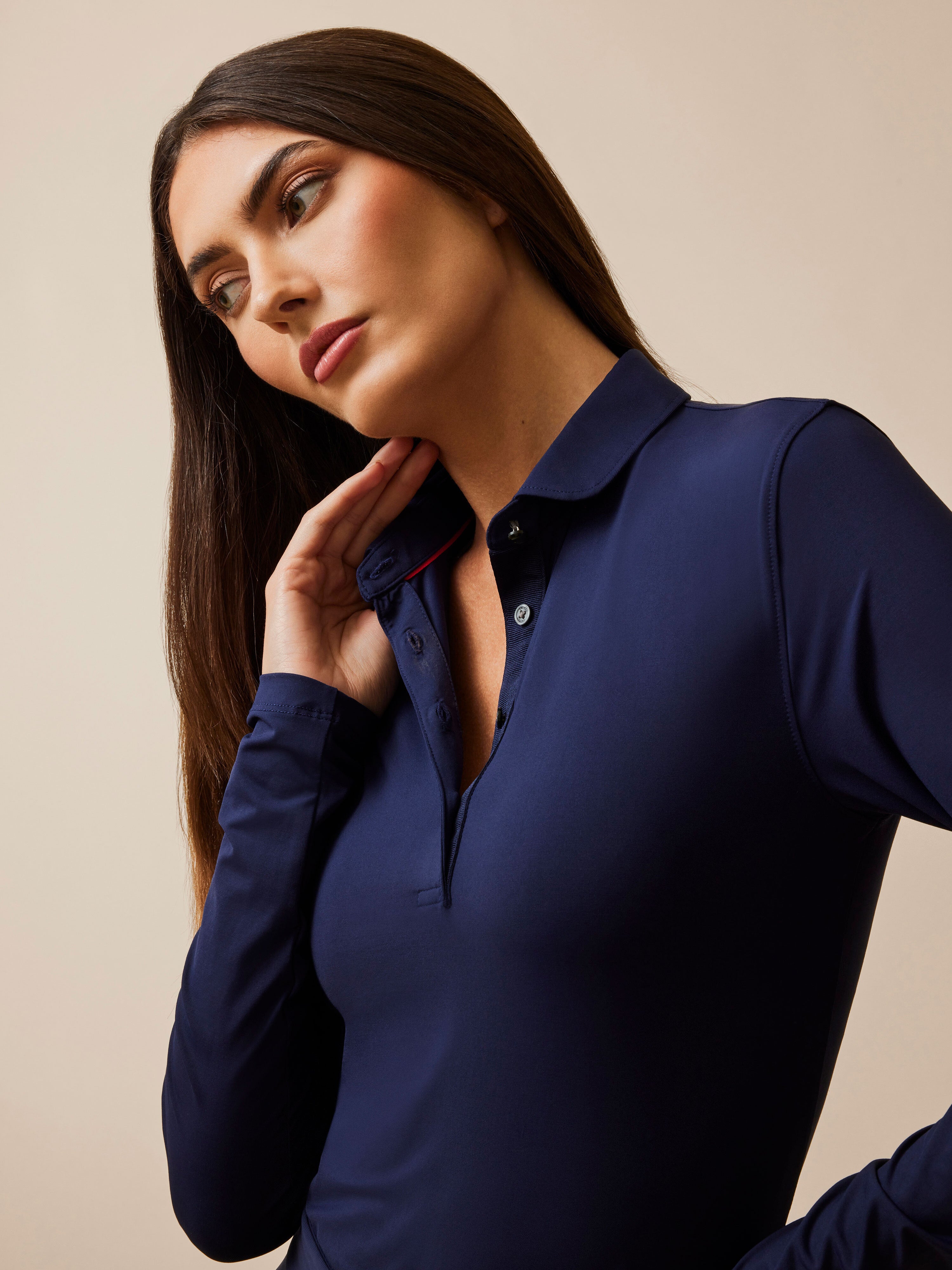 Women's polo clearance long sleeve shirts